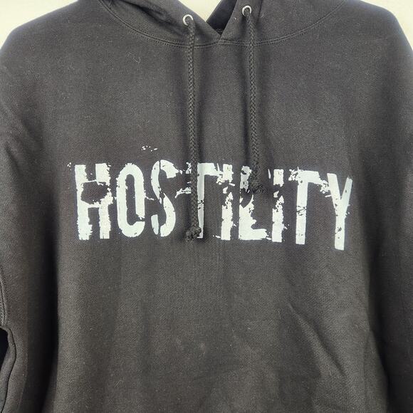 90s Hostility Hoodie Sweatshirt Black Size Large Men NWT Y2K - Picture 2 of 6